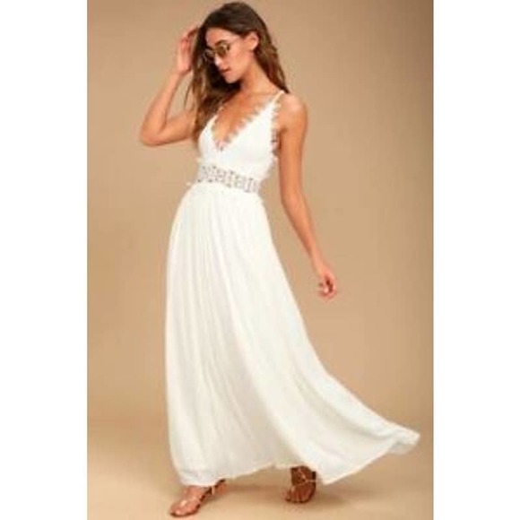 Lulus Dresses & Skirts - Lulus This Is Love Dress Maxi Beach Wedding White Women's Size Large